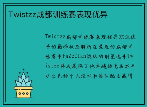 Twistzz成都训练赛表现优异